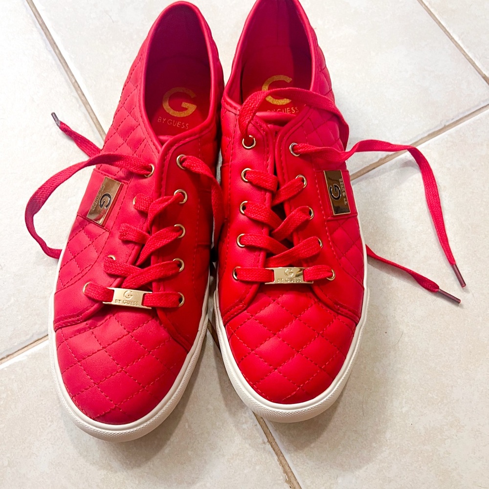 Guess Women's Bold Red Quilted Sneakers